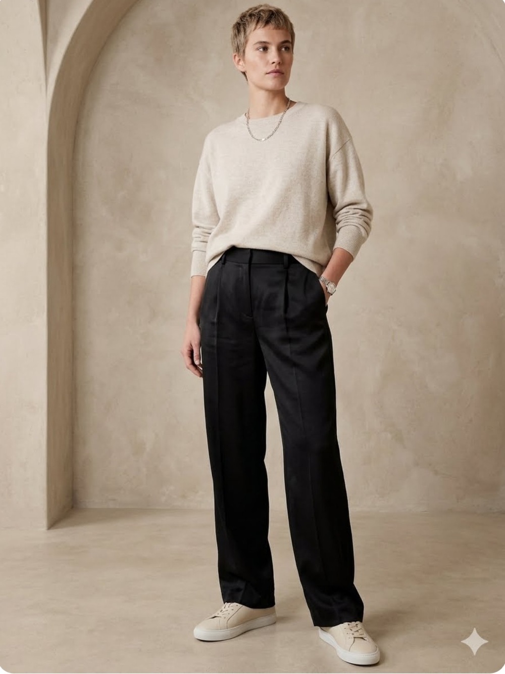 J Crew black pleated wide leg trouser pants size 4 tencel